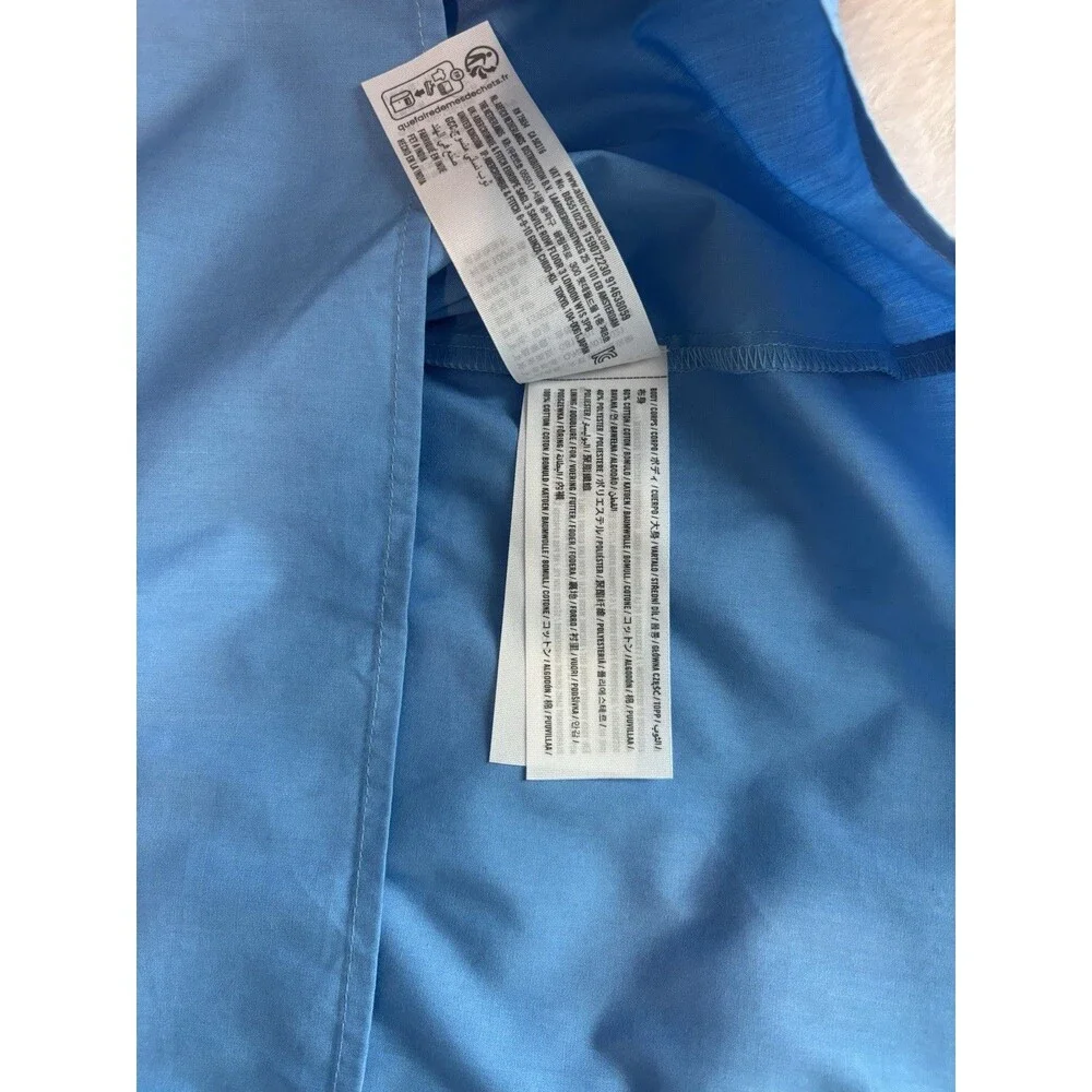 Abercrombie & Fitch Tiered Bow Back Ruffle Poplin Maxi Dress Sz MP Blue